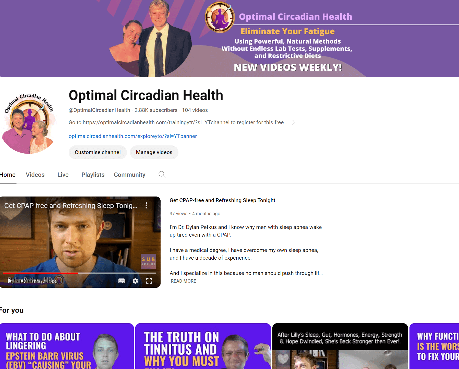 Optimal Circadian Health YouTube Channel